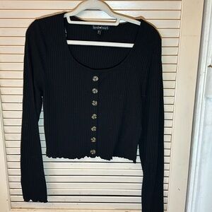 🌟Faux button Women’s Cropped Long- sleeve Top